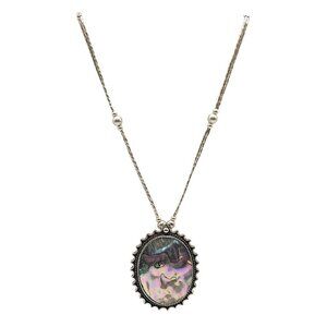 Vintage Artist Signed Abalone Sterling Silver Pendant Necklace Unique Design
